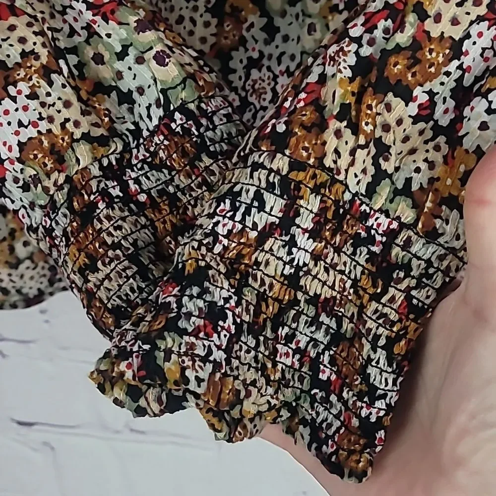 LOFT Multicolored long Sleeve Floral Blouse/Top. Thin And Light. Size Large. - Picture 4 of 6